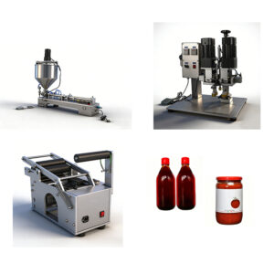semi automatic bottle filling/capping/labelling line